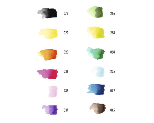 Kleurenpalet met verschillende tinten en nummers