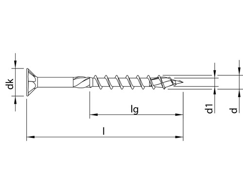 Tekening van een schroef met afmetingen