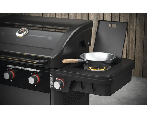 Gasbarbecue met zijbrander en wok