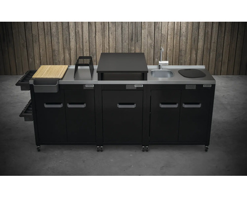 Modulaire buitenkeuken met spoelbak, snijplank en opbergruimte