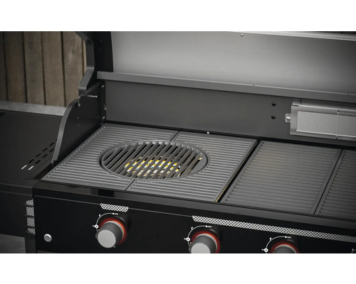 Gasbarbecue met grillrooster en bedieningsknoppen
