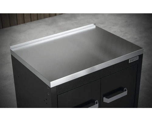 Tennneker werkplaatskast met roestvrijstalen blad