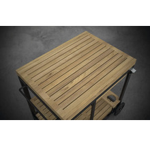 Serveerwagen met houten blad en metalen frame