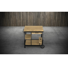 Houten grillwagen met metalen frame