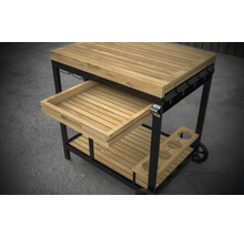 Barbecue trolley met lade, plank en bekerhouder