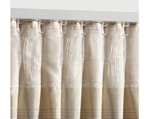 Gordijn met plooibandophanging aan gordijnrail