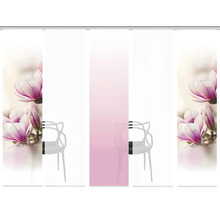 Schuifgordijnen met magnolia motief en roze kleurverloop