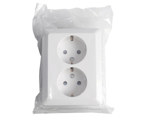 Dubbel stopcontact in transparante verpakking
