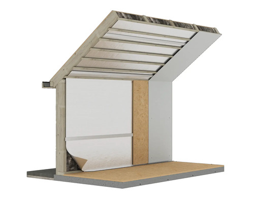 Dwarsdoorsnede van een dakisolatie met verschillende lagen