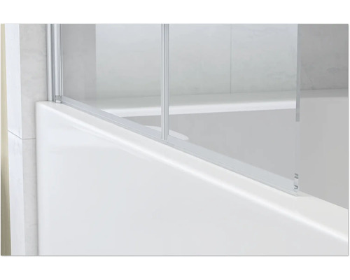 Detail van een bad met een glazen badwand