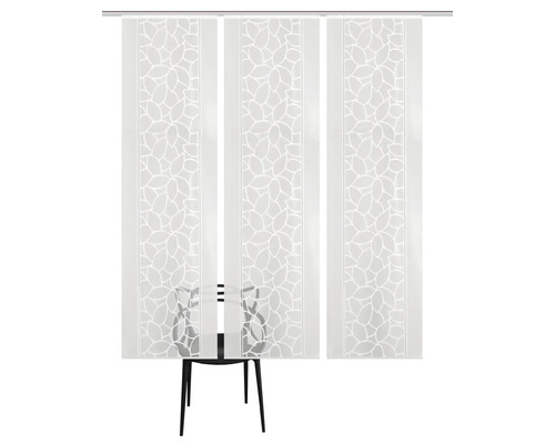 Schuifgordijn met bladmotief voor een stoel