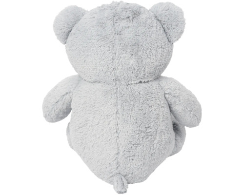 Achteraanzicht van een grijze teddybeer van pluche