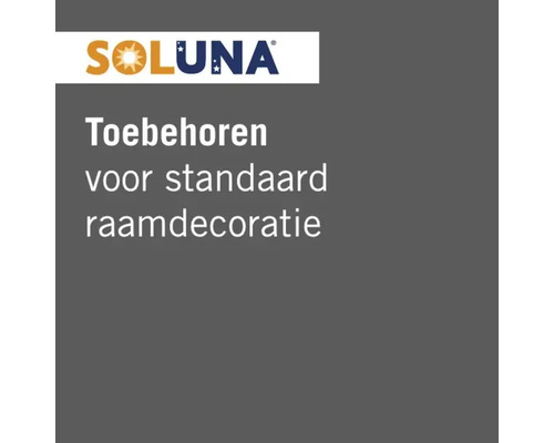Soluna logo. Accessoires voor standaard raamdecoratie