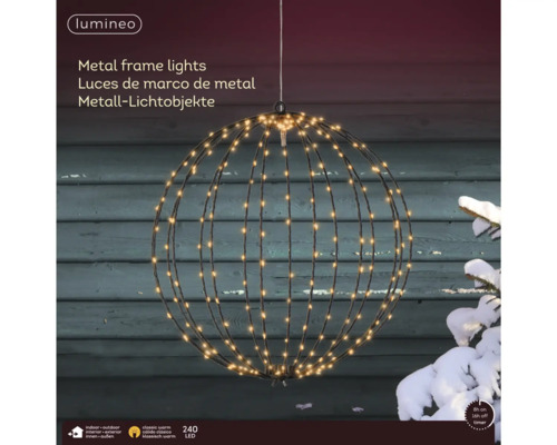 Metalen lichtobject in bolvorm met LED