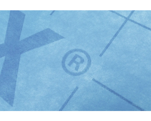 Detailopname van een bouwfolie met markeringen en het ® symbool.