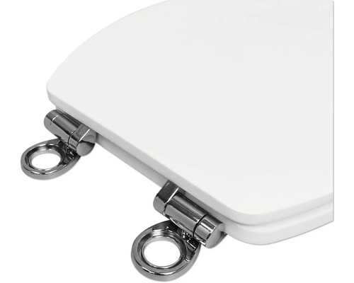 Toiletdeksel met chromen scharnieren