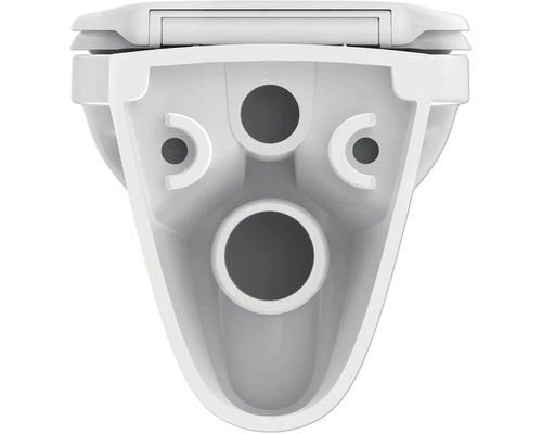 Doorsnede van toilet met gaten voor wandmontage