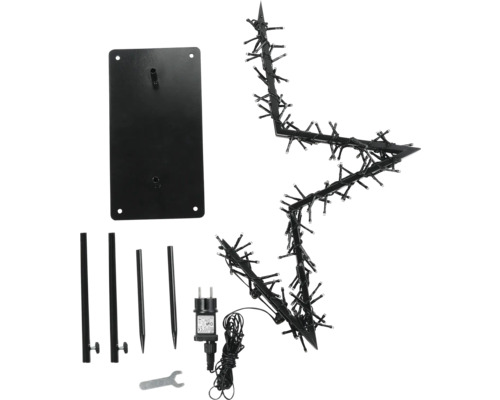 Decoratieve LED-ster met accessoires voor buiten.