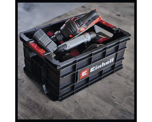 Zwarte Einhell gereedschapskist met gereedschap