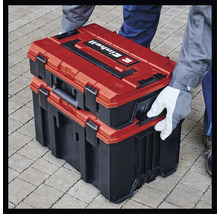 Gestapelde Einhell gereedschapskoffers met Einhell logo.