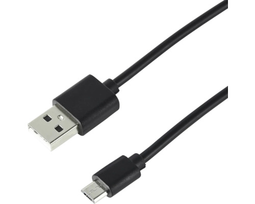 Zwarte USB-naar-Micro-USB-kabel voor opladen en dataoverdracht