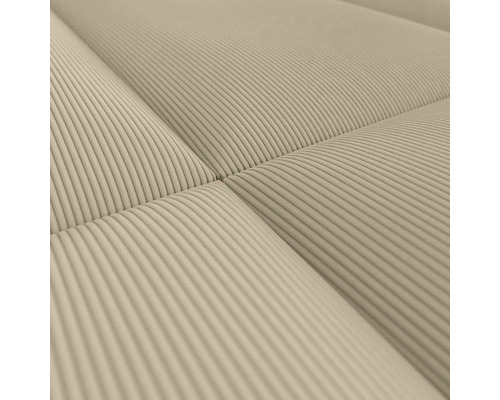 Close-up van een beige ribstof met verticale ribbels