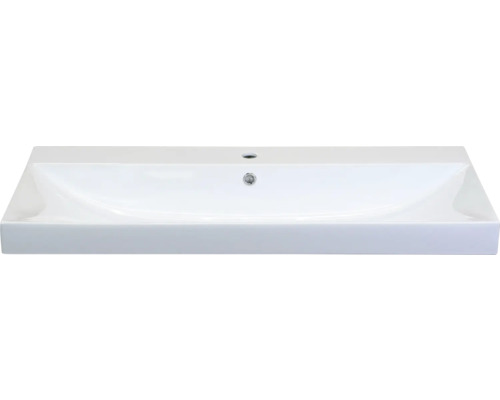 Rechthoekige wastafel van keramiek met kraangat