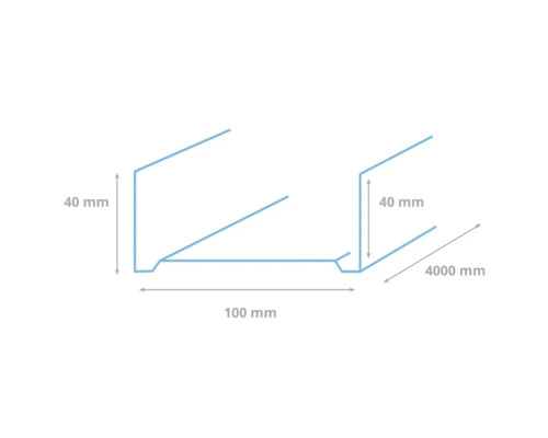 Technische tekening van een profiel met de afmetingen 40 millimeter, 100 millimeter en 4000 millimeter.
