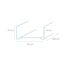 Technische tekening van een dakgootprofiel met afmetingen