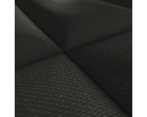 Close-up van een zwarte meubelbekleding met stikpatroon