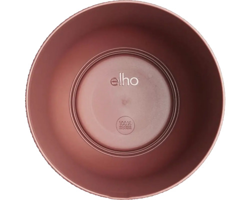 Kunststof plantenbak met Elho logo en keurmerk voor 100 procent recycling
