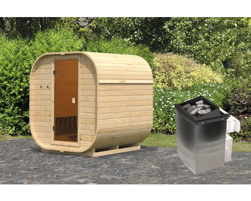 Houten vat sauna met sauna kachel voor buiten