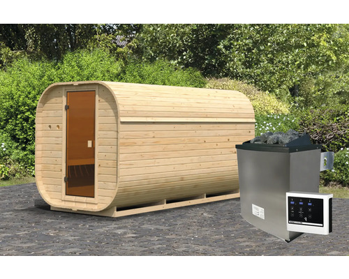 Houten barrel sauna met kachel
