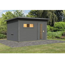 Houten tuinhuis met raam en deur