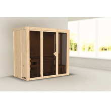 Sauna van hout met glazen deuren