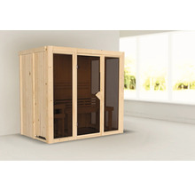 Houten sauna met glazen deur