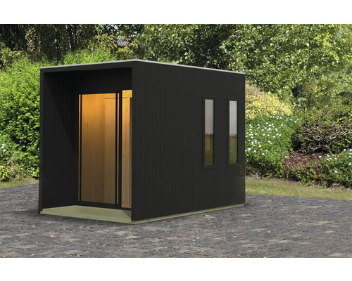 Modern tuinhuis met schuifdeur en twee ramen