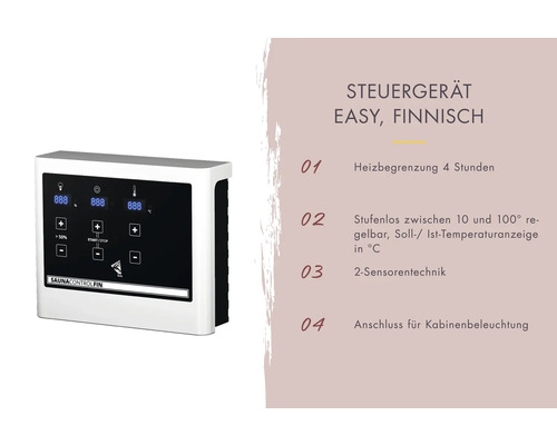 Saunabedieningspaneel met digitale display en bedieningselementen