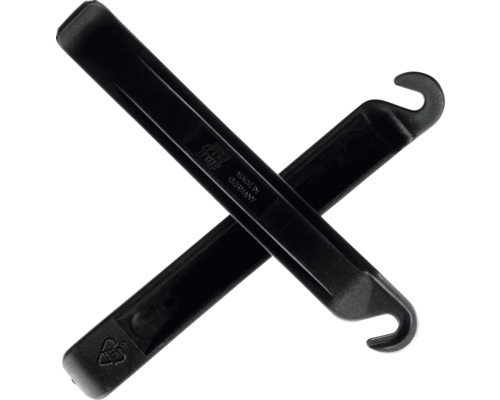 Twee zwarte kunststof bandenlichters gekruist.