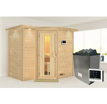 Houten sauna met saunakachel en bediening
