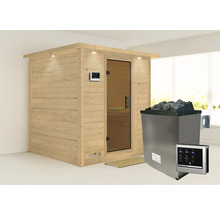 Houten sauna met saunakachel en bediening