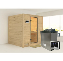 Houten sauna met saunakachel en bediening