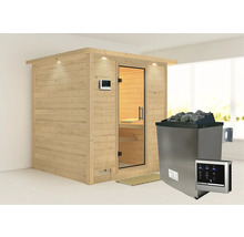 Houten sauna met saunakachel en bediening