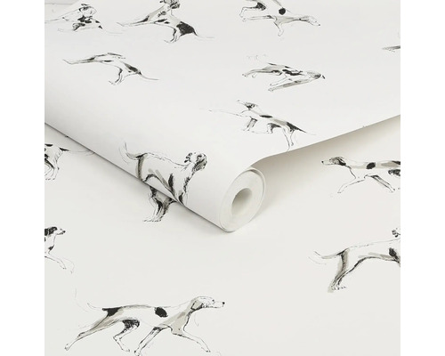 Rol behang met hondenmotief