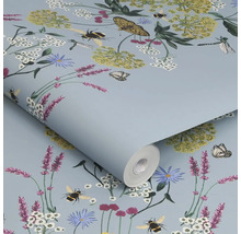 Behangrol met bloemen-, insecten- en vlinderpatroon