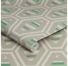 Behang met geometrisch patroon en rolweergave