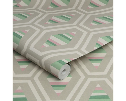 Behang met geometrisch patroon en rolweergave