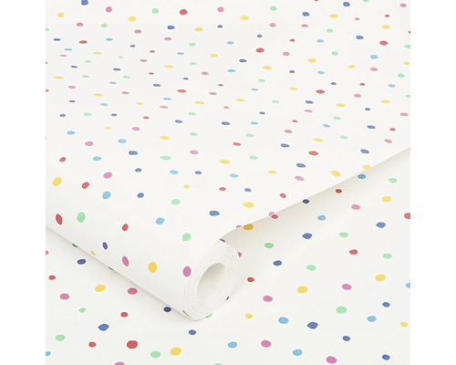 Behang met kleurrijke stippen op een witte achtergrond