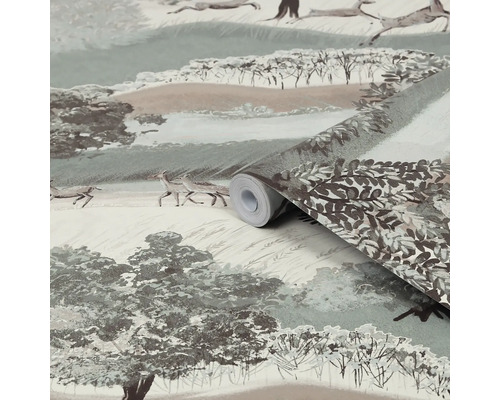 Behangrol met bosmotief en dieren