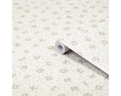 Behangrol met letterpatroon en bloemranken